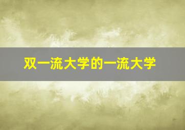 双一流大学的一流大学