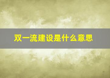 双一流建设是什么意思