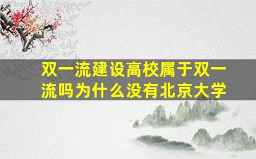 双一流建设高校属于双一流吗为什么没有北京大学