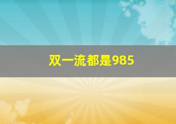 双一流都是985