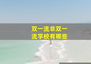 双一流非双一流学校有哪些