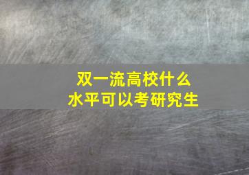 双一流高校什么水平可以考研究生