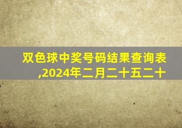 双色球中奖号码结果查询表,2024年二月二十五二十