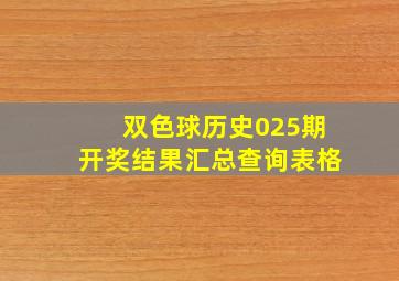 双色球历史025期开奖结果汇总查询表格