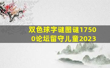 双色球字谜图谜17500论坛留守儿童2023