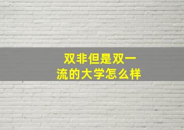 双非但是双一流的大学怎么样