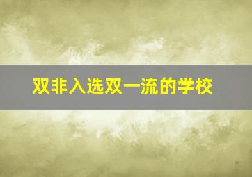 双非入选双一流的学校