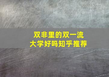 双非里的双一流大学好吗知乎推荐