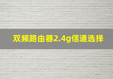 双频路由器2.4g信道选择