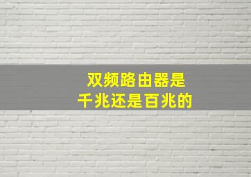 双频路由器是千兆还是百兆的