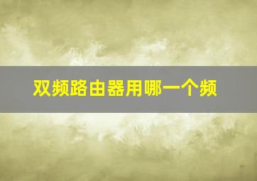 双频路由器用哪一个频