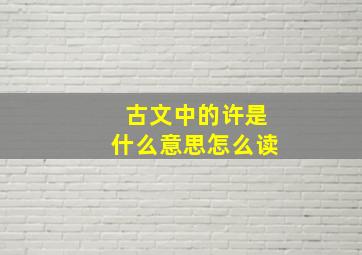 古文中的许是什么意思怎么读