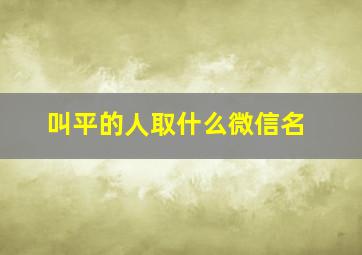 叫平的人取什么微信名