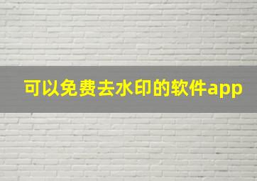 可以免费去水印的软件app