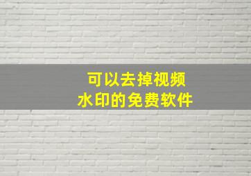 可以去掉视频水印的免费软件