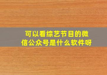 可以看综艺节目的微信公众号是什么软件呀