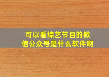 可以看综艺节目的微信公众号是什么软件啊