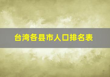 台湾各县市人口排名表