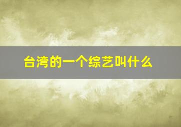 台湾的一个综艺叫什么