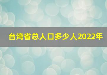 台湾省总人口多少人2022年