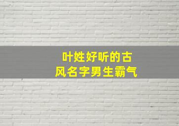 叶姓好听的古风名字男生霸气