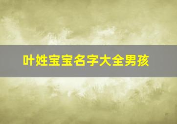 叶姓宝宝名字大全男孩