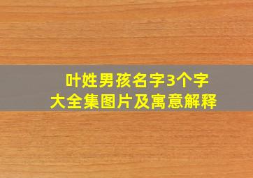 叶姓男孩名字3个字大全集图片及寓意解释