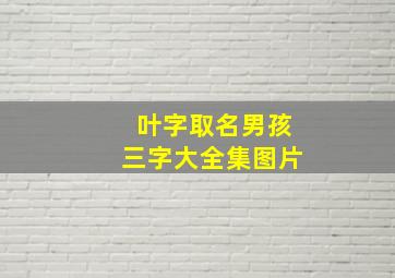 叶字取名男孩三字大全集图片