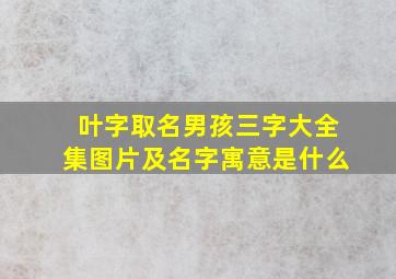 叶字取名男孩三字大全集图片及名字寓意是什么