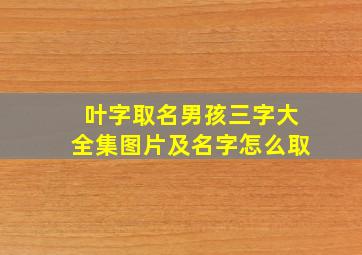 叶字取名男孩三字大全集图片及名字怎么取