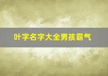 叶字名字大全男孩霸气