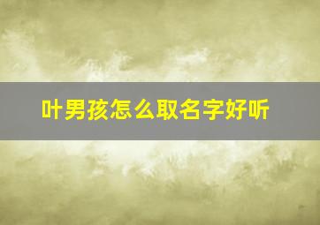 叶男孩怎么取名字好听