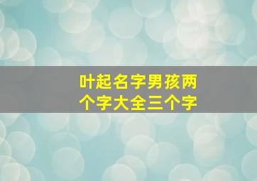 叶起名字男孩两个字大全三个字