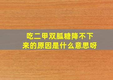 吃二甲双胍糖降不下来的原因是什么意思呀