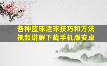 各种篮球运球技巧和方法视频讲解下载手机版安卓