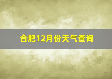 合肥12月份天气查询