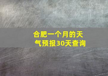 合肥一个月的天气预报30天查询