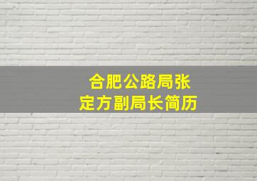 合肥公路局张定方副局长简历