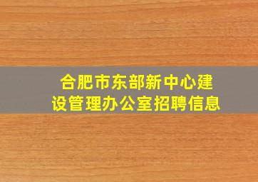 合肥市东部新中心建设管理办公室招聘信息