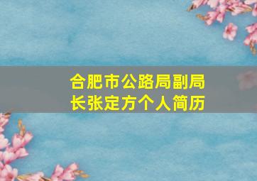 合肥市公路局副局长张定方个人简历