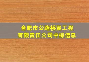 合肥市公路桥梁工程有限责任公司中标信息