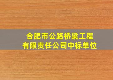 合肥市公路桥梁工程有限责任公司中标单位