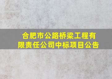 合肥市公路桥梁工程有限责任公司中标项目公告