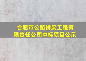 合肥市公路桥梁工程有限责任公司中标项目公示