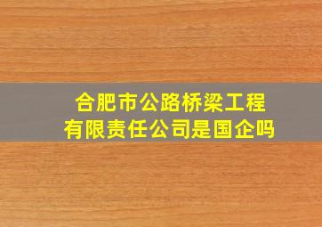 合肥市公路桥梁工程有限责任公司是国企吗