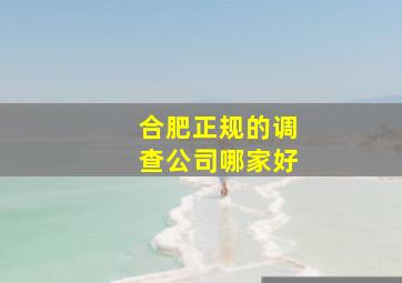 合肥正规的调查公司哪家好