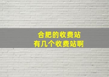 合肥的收费站有几个收费站啊