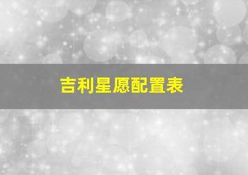 吉利星愿配置表