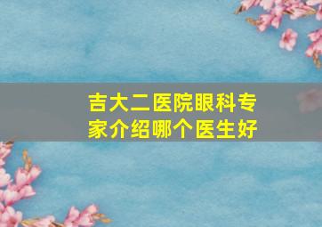 吉大二医院眼科专家介绍哪个医生好