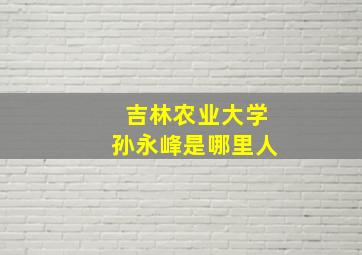 吉林农业大学孙永峰是哪里人